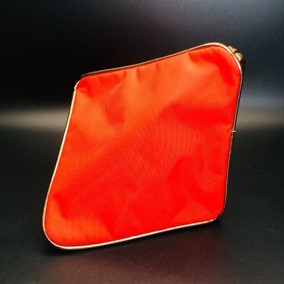 Vintage 70s Orange Flower Power Pyramid Cosmetic Bag, Travel Toiletry Pouch - Picture 11 of 13